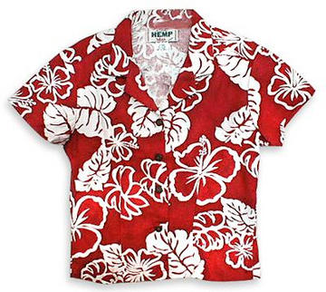 Girls Red Aloha Hemp Hawiian Shirt from Island Hemp Wear