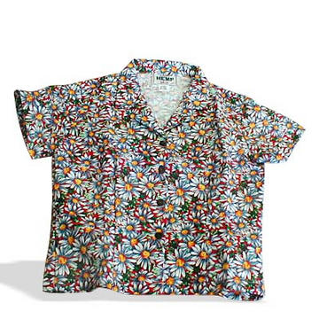Red Daisy Girls Button Down Shirt from Island Hemp Wear